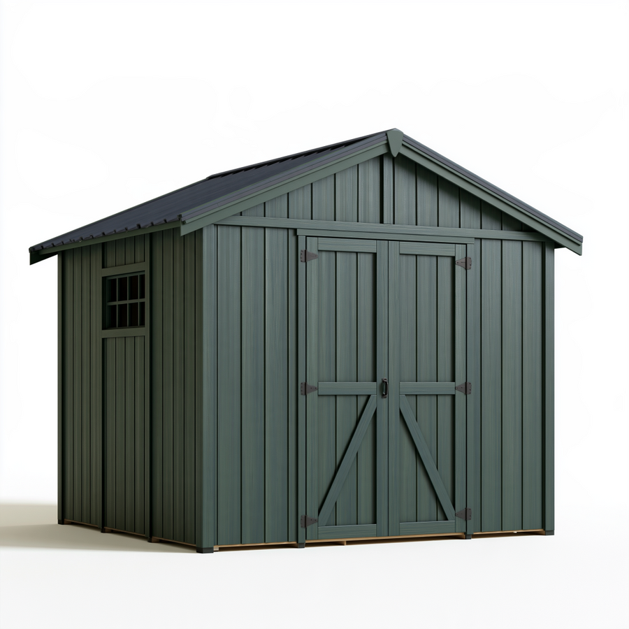 Abri de jardin 213 x 191 x 202 cm en acier vert avec double porte