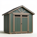 Abri de jardin 240 x 180 x 220 cm en bois vert et beige avec double porte et toit incliné