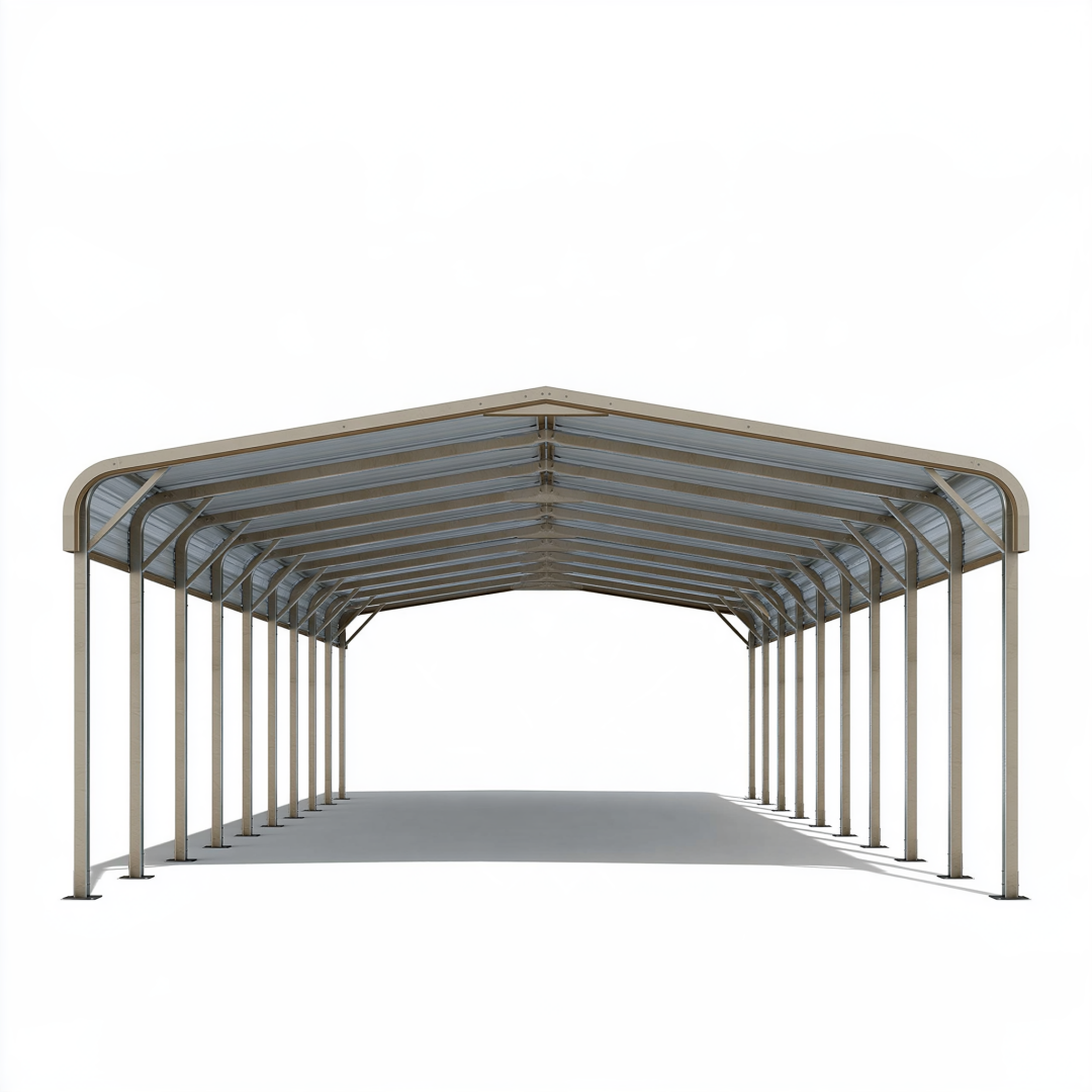 Abri voiture 610 x 370 x 290 cm en acier gris avec toit incliné
