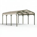 Carport 500 x 300 x 240 cm en métal et polycarbonate vert foncé abri de voiture à toit arrondi