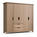 Armoire 160 x 55 x 200 cm en bois brun avec 3 portes et 2 tiroirs style contemporain