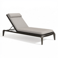 Chaise longue 200 x 65 cm en résine tressée gris avec dossier réglable pour extérieur