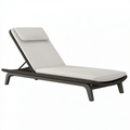 Bain de soleil 200 x 70 cm en résine tressée gris foncé avec coussins inclinable pour extérieur