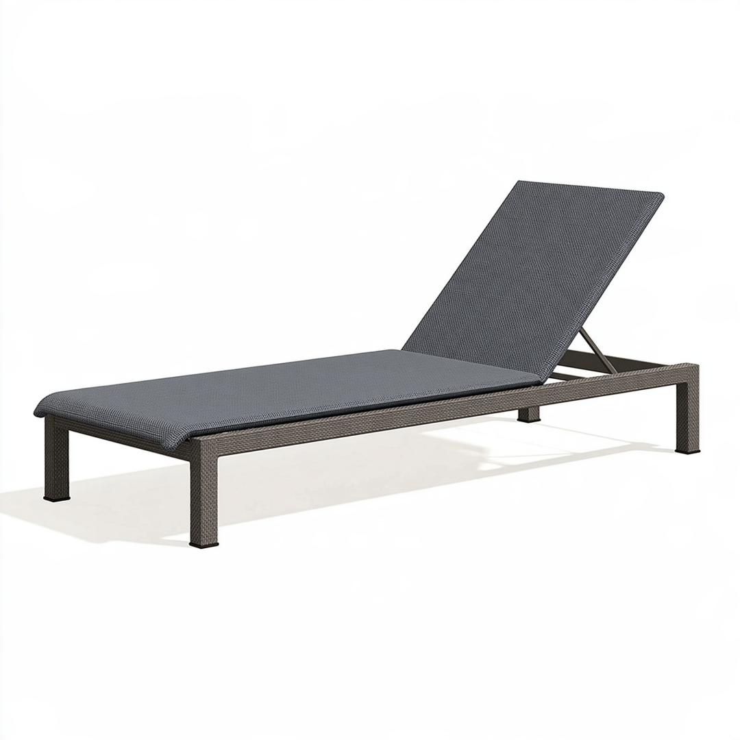 Bain de soleil 200 x 65 cm en résine tressée gris anthracite dossier réglable
