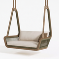 Balancelle suspendue 2 places 160 x 75 x 120 cm en bois et corde beige vert olive style contemporain