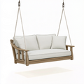 Balancelle de jardin 150 x 70 x 65 cm en bois beige et blanc - 2 places suspendue à cordes