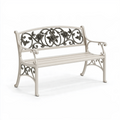 Banc de jardin 120 cm en métal blanc et gris style romantique 2 places