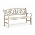 Banc de jardin 120 x 60 x 90 cm en métal blanc à motif floral style romantique