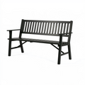 Banc de jardin 150 cm en acier noir 3 places à lattes avec accoudoirs