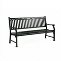 Banc de jardin 150 cm en métal noir à lattes avec accoudoirs