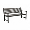 Banc de jardin 122 x 61 x 87 cm en acier noir à lattes style classique